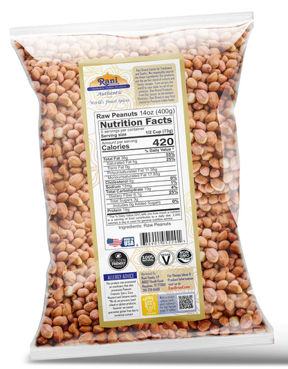 Rani Peanuts, Raw Whole With Skin (uncooked, unsalted) 14oz (400g) ~ All Natural | Vegan | Kosher | Gluten Friendly | Fresh Product of USA ~ Spanish Grade Groundnut/Red-skin