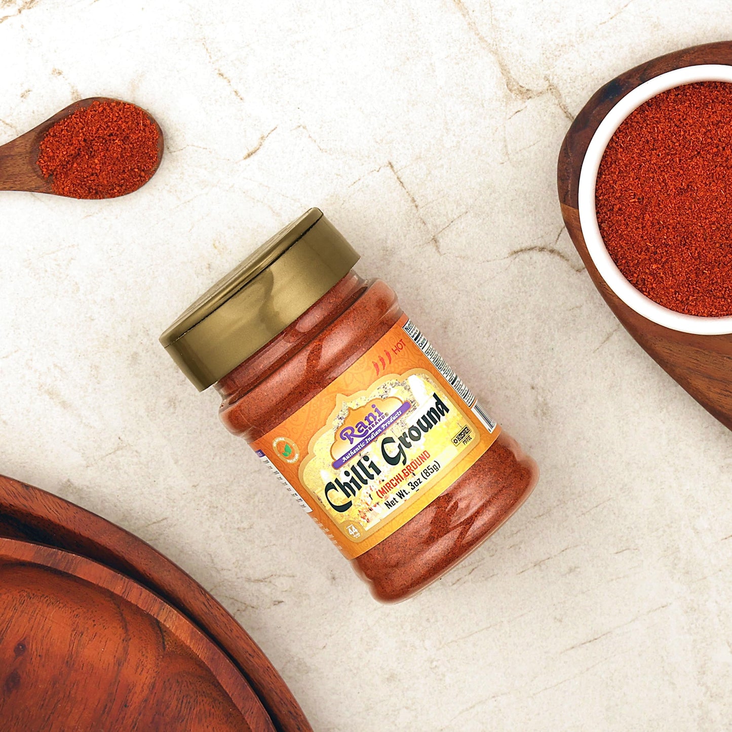 Rani Chilli Powder (Mirchi) Ground Indian Spice 3oz (85g) PET Jar ~ All Natural | Salt-Free | Vegan | No Colors | Gluten Friendly | NON-GMO | Kosher | Indian Origin