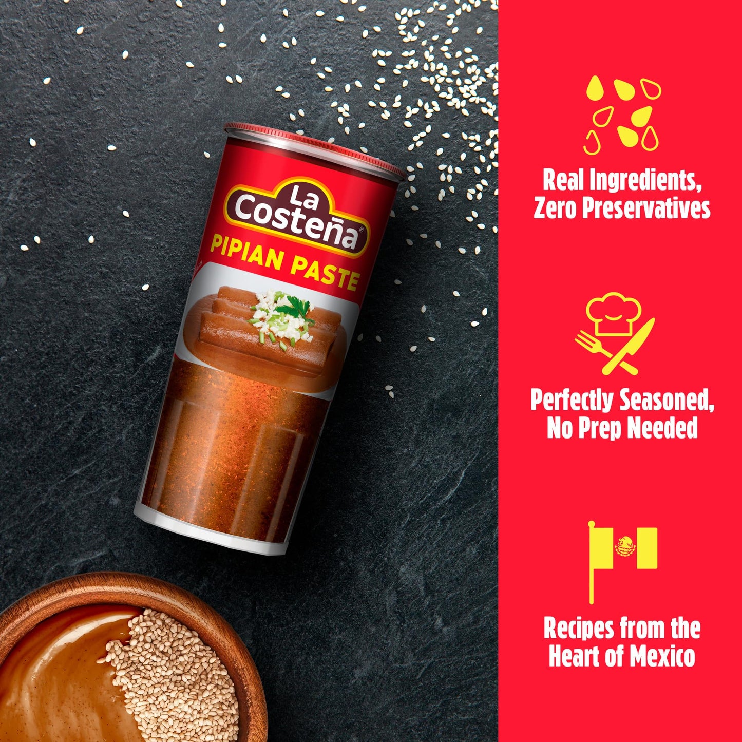 La Costeña Pipian Mole Sauce - Pipian Paste with Ancho Chiles & Pumpkin Seeds - Mexican Food, Enchilada Seasoning, Meat Marinade, Rice, Tamale, Taco, Burger, Comida Mexicana - 8.25oz, 12 Pack