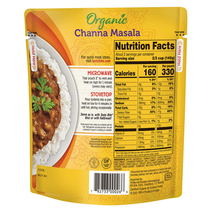 Tasty Bite Organic Channa Masala, 10 Ounce, Ready to Eat, Microwavable Entree, Vegan & Gluten Free