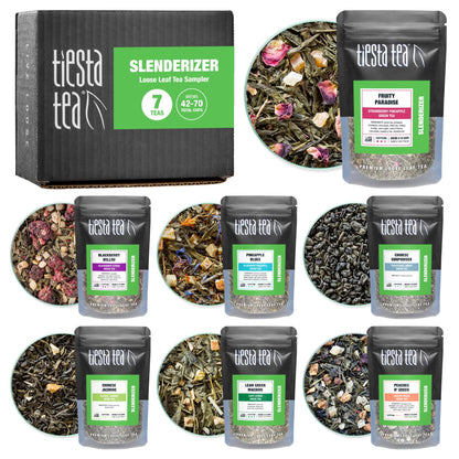 Tiesta Tea - 7 Green Teas Dry Flight Sampler, Loose Leaf, Medium Caffeine Hot & Iced Tea, Premium Green Tea Blends, 7 Resealable Sample Pouches
