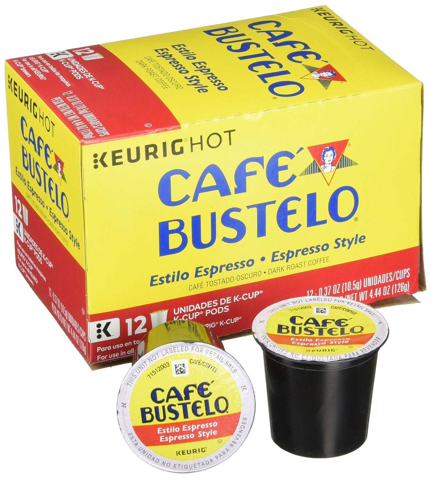 Cafe Bustelo, K-Cup Single Serve, 12 Count, 4.44oz Box (Pack of 3) (Espresso Style)