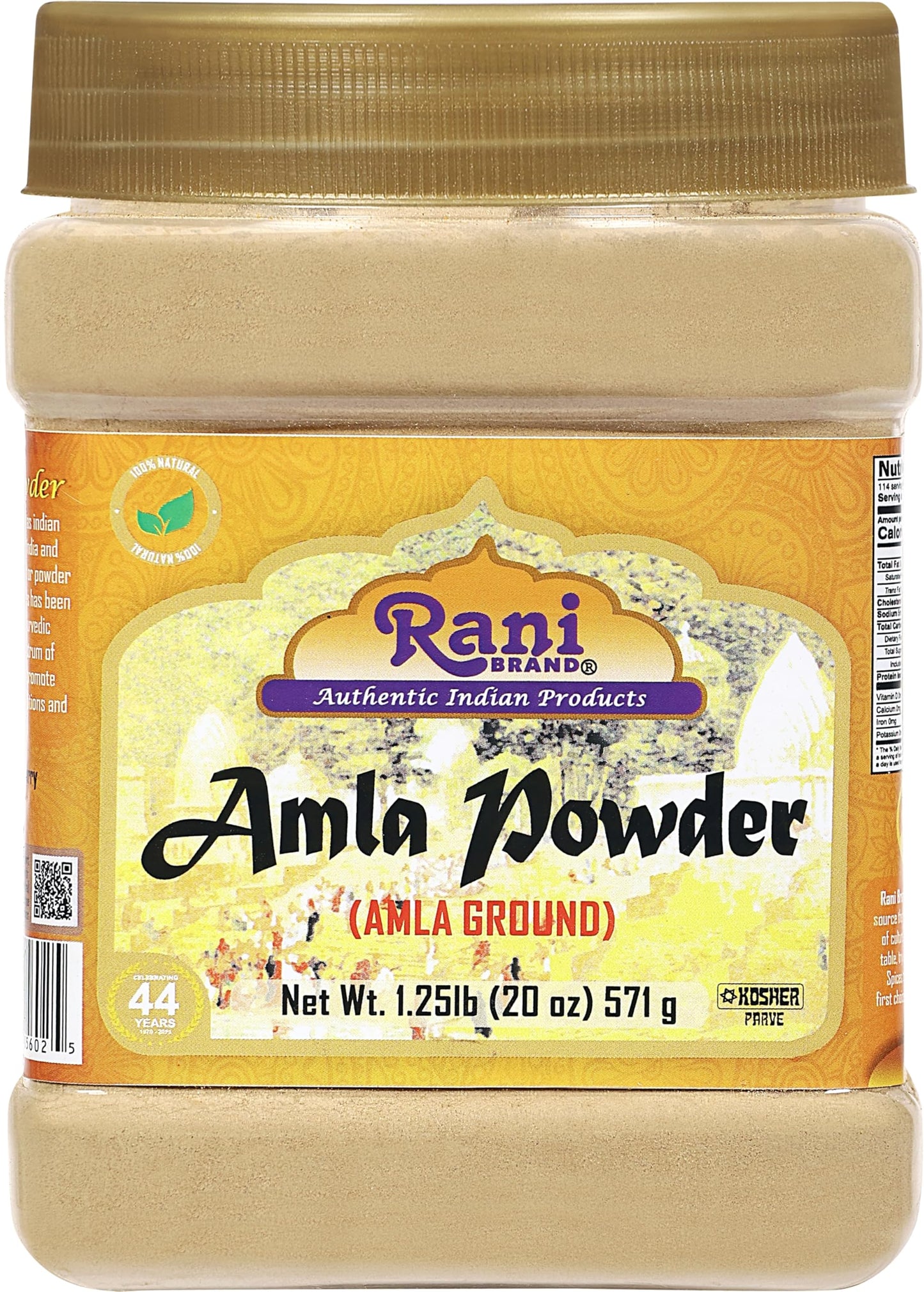Rani Amla Powder (Indian Gooseberry) 20oz (1.25lbs) 571g PET Jar ~ All Natural | No Color | Gluten Friendly | Vegan | NON-GMO | Kosher | No Salt or fillers | Indian Origin