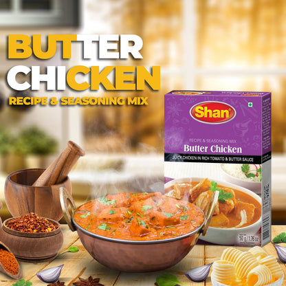 Shan - Butter Chicken Seasoning Mix (50g) - Spice Packets for Butter Chicken Masala (Pack of 3)