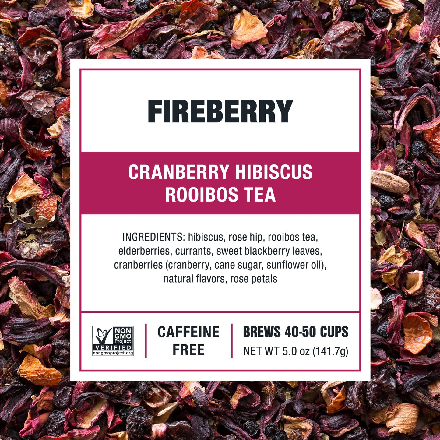 Tiesta Tea - Cranberry Hibiscus Rooibos Tea, Fireberry | Loose Leaf | Herbal Blend with Hibiscus, Cranberry, Currants, Rooibos | Brew Hot or Iced | 50 Cups in Resealable Pouch | 5 Ounce