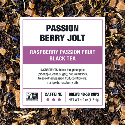 Tiesta Tea - Passion Berry Jolt, Loose Leaf, Raspberry Passion Fruit Black Tea, Premium Caffeinated Blend, Make Hot or Iced & Brews Up to 50 Cups, 4oz Refillable Tin