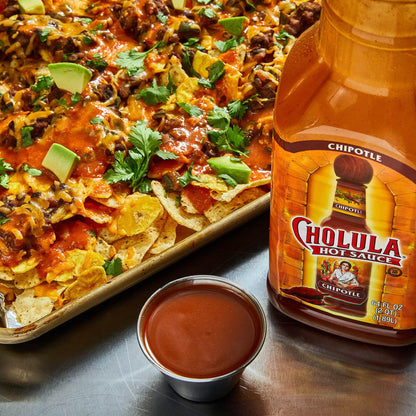 Cholula Chipotle Hot Sauce, 64 fl oz - One 64 Fluid Ounce Bulk Container of Chipotle Pepper Sauce, Made with Chipotle, Arbol and Piquin Peppers, Perfect for Burgers, Wings, Hummus and More