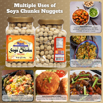 Rani Soya Chunks Nuggets (High Protien) Vadi 14oz (400g) ~ All Natural, Salt-Free | Vegan | No Colors | Gluten Friendly | NON-GMO | Kosher | Indian Origin | Meat Alternate Substitute