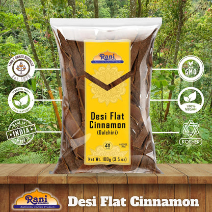 Rani Desi (Dalchini) Flat Cinnamon 3.5oz (100g) ~ All Natural | Vegan | Gluten Friendly | NON-GMO | Kosher | Indian Origin