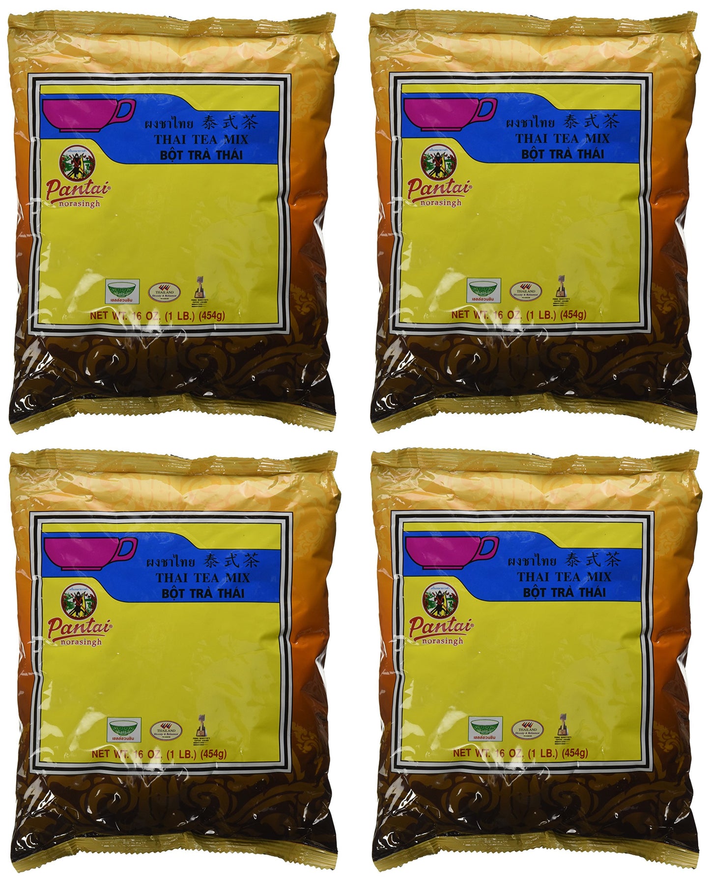 Pantainorasingh Thai Tea Mix, 16-Ounce Bags (Pack of 4)