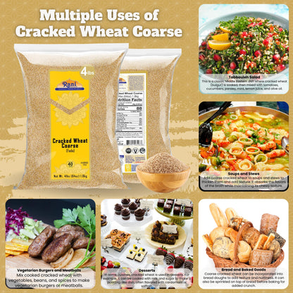 Rani Cracked Wheat Coarse (Fada/Bulgur Wheat#3) 64oz (4lbs) 1.81kg Bulk ~ All Natural | Vegan | Gluten Friendly | NON-GMO | Kosher | Indian Origin