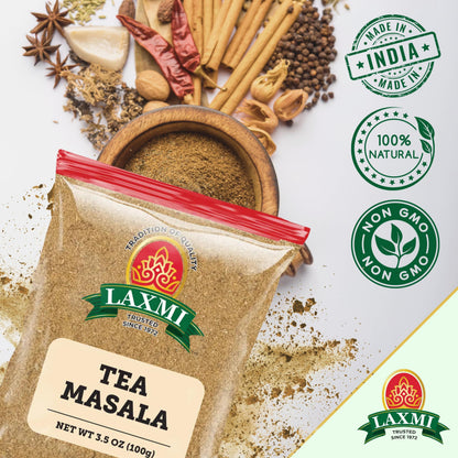 Laxmi Natural Tea Masala - Traditional Indian Tea Masala - 3.5oz (100g)