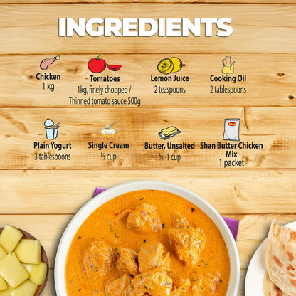 Shan - Butter Chicken Seasoning Mix (50g) - Spice Packets for Butter Chicken Masala (Pack of 3)
