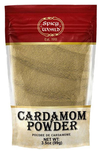 Spicy World Ground Cardamom Powder (Cardamon) 3.5 Ounce Bag