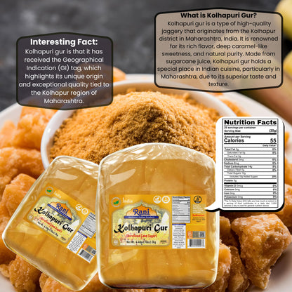 Rani Kolhapuri Gur (Jaggery) 70oz (4.4lbs) 2kg ~ Unrefined Cane Sugar, No Color added, Gluten Friendly | Vegan | NON-GMO | Kosher | No Salt or fillers
