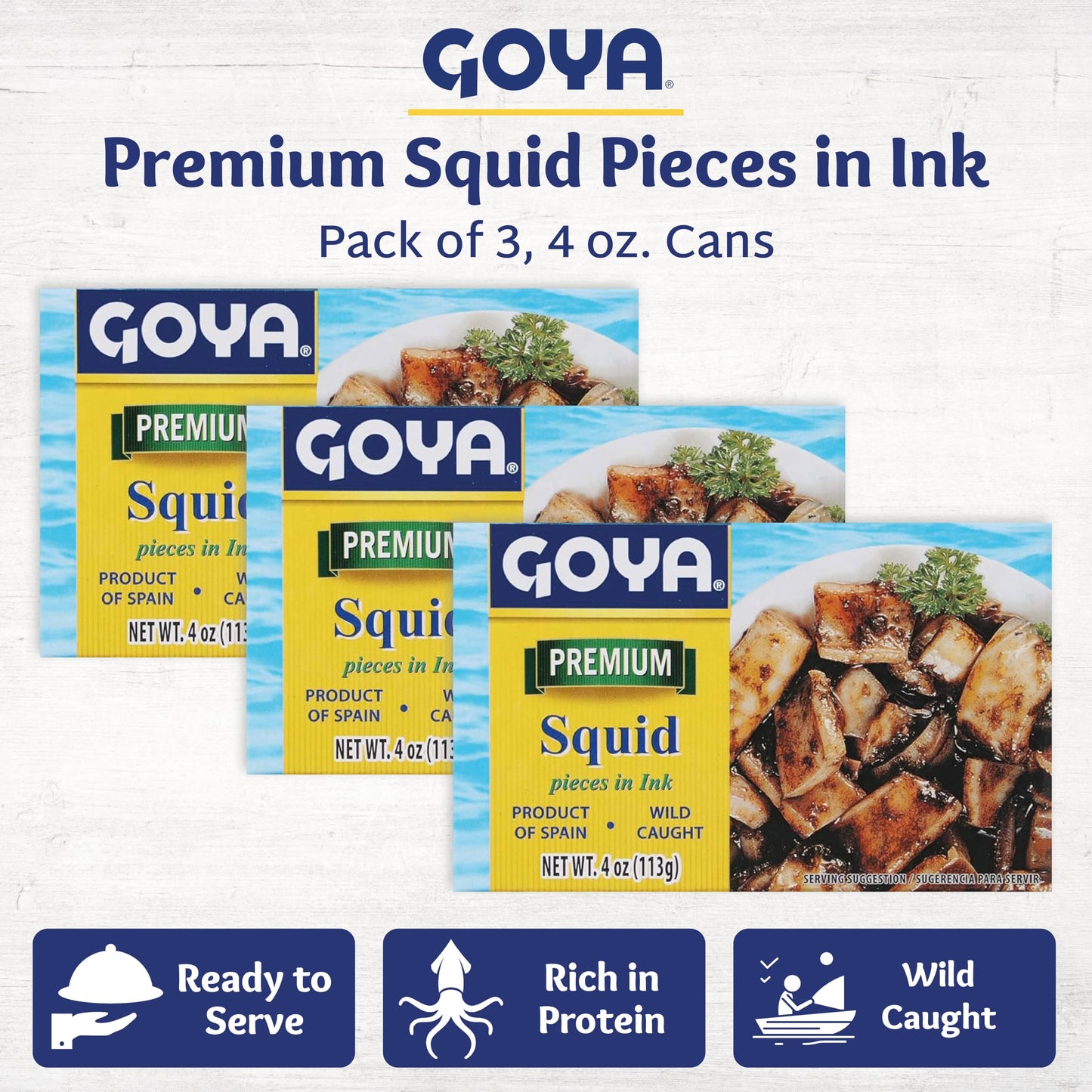 Goya Calamares Tinta Squid, 4 oz. (Pack of 3