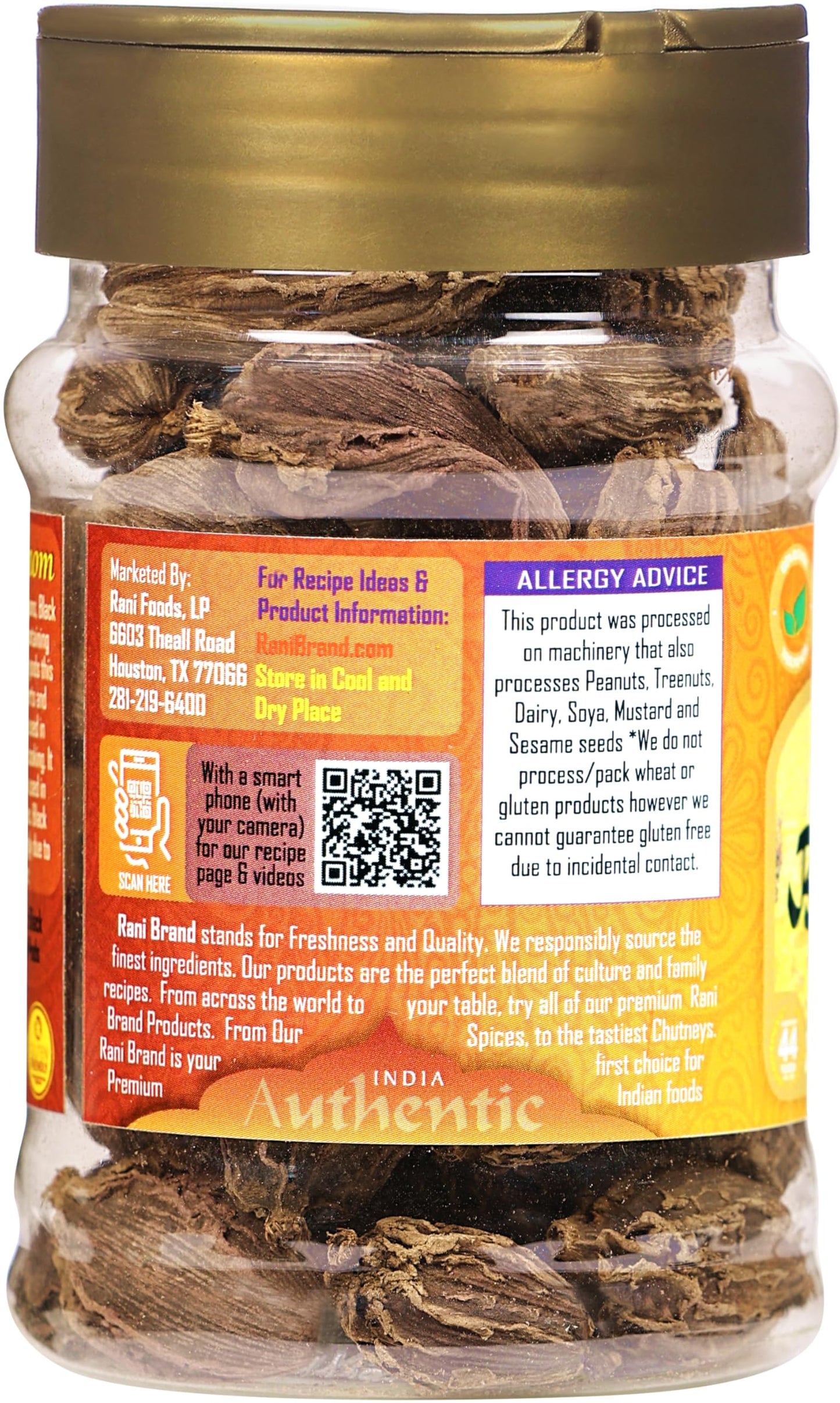 Rani Black Cardamom Pods (Kali Elachi) Whole Indian Spice 1.75oz (50g) PET Jar ~ All Natural | Vegan | Gluten Friendly | Non-GMO | Kosher | Indian Origin ~ Smokey | Tsaoko | Cao Guo | Bach Dan Khau