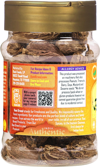 Rani Black Cardamom Pods (Kali Elachi) Whole Indian Spice 1.75oz (50g) PET Jar ~ All Natural | Vegan | Gluten Friendly | Non-GMO | Kosher | Indian Origin ~ Smokey | Tsaoko | Cao Guo | Bach Dan Khau