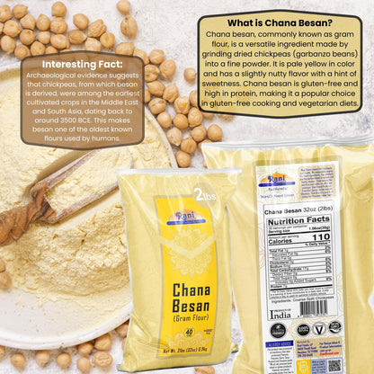 Rani Chana Besan (Chickpeas Flour, Gram) 32oz (2lbs) 908g ~ All Natural | Vegan | Gluten Friendly | NON-GMO | Kosher | Indian Origin