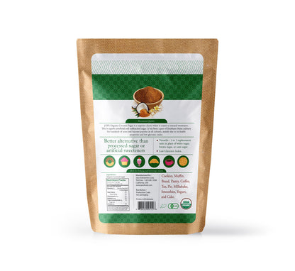 Jans Organic Coconut Sugar 16 oz | Made from Fresh Coconut | Gluten-Free | Non-GMO | Low Glycemic | Paleo & Vegan Friendly | Mild Caramel Flavor | USDA Certified Organic (Pack of 1)