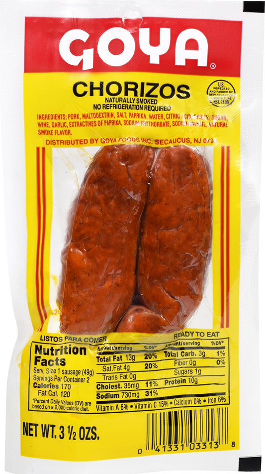 Goya Naturally Smoked Chorizos, 3.5 oz