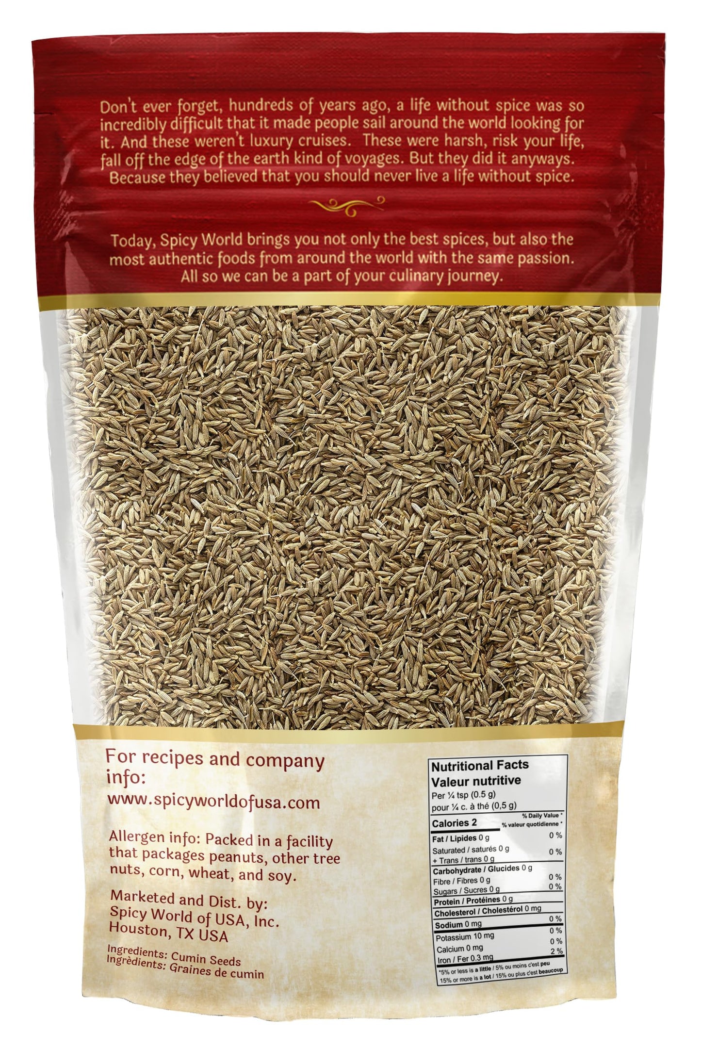 Spicy World Whole Cumin Seeds 7 Oz Resealable Bag