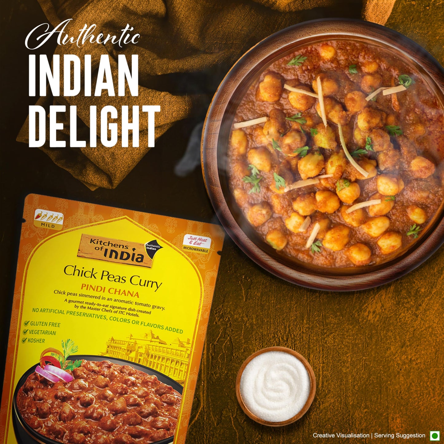 Kitchens of India Pindi Chana – Chick Peas Curry, (Pack of 6)10 Ounces , Gourmet Ready To Eat Authentic Indian Dish (Pack of 6)