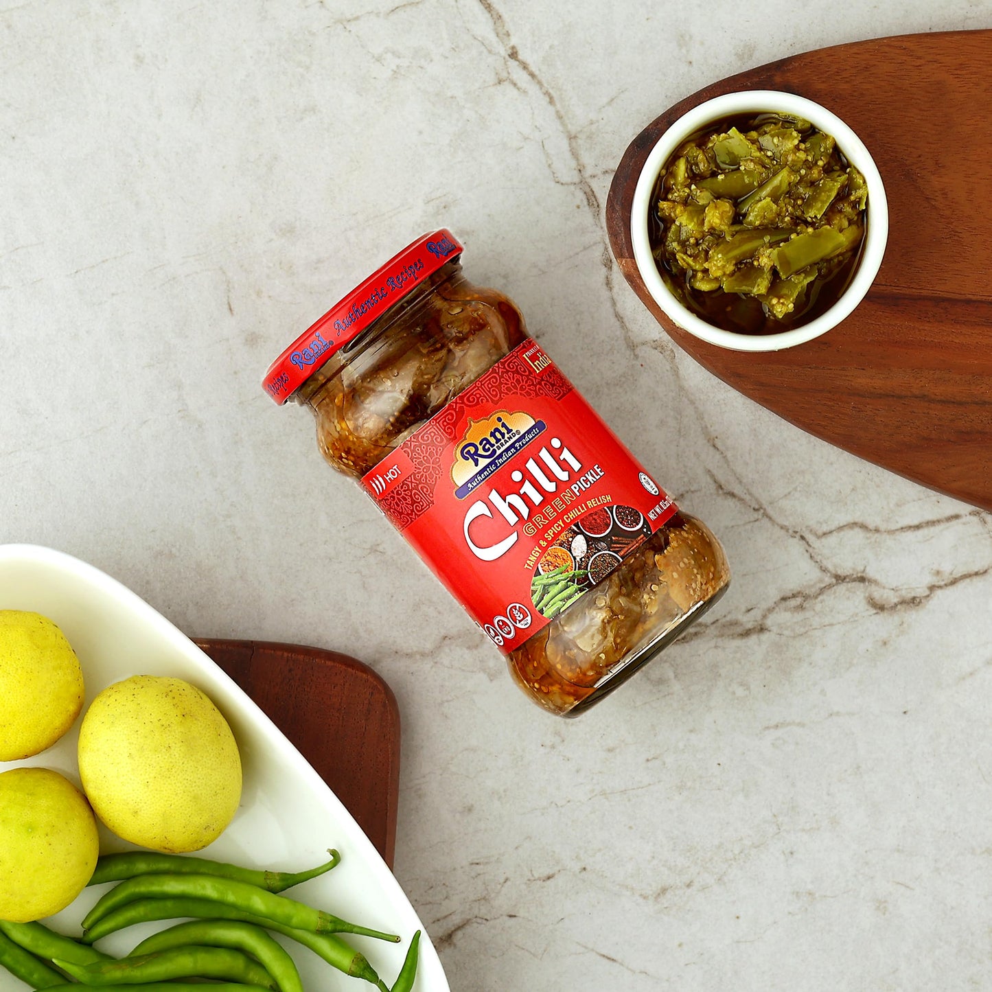 Rani Green Chilli Pickle Hot (Achar, Spicy Indian Relish) 10.5oz (300g) Glass Jar ~ Vegan | Gluten Free | NON-GMO | Kosher | No Colors | Popular Indian Condiment, Indian Origin