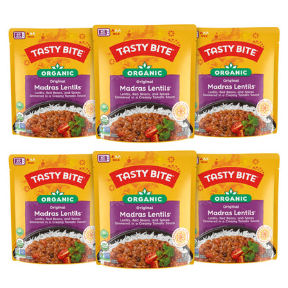 Tasty Bite Organic Madras Lentils, 10 Ounce, Pack of 6, Ready to Eat, Microwavable Entree, Vegetarian