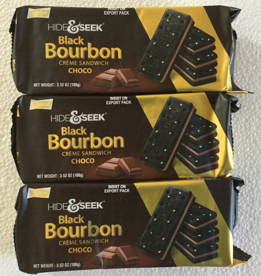 Parle Hide & Seek Black Bourbon Choco Creme Sandwich - 100 Grams (Pack of 3)