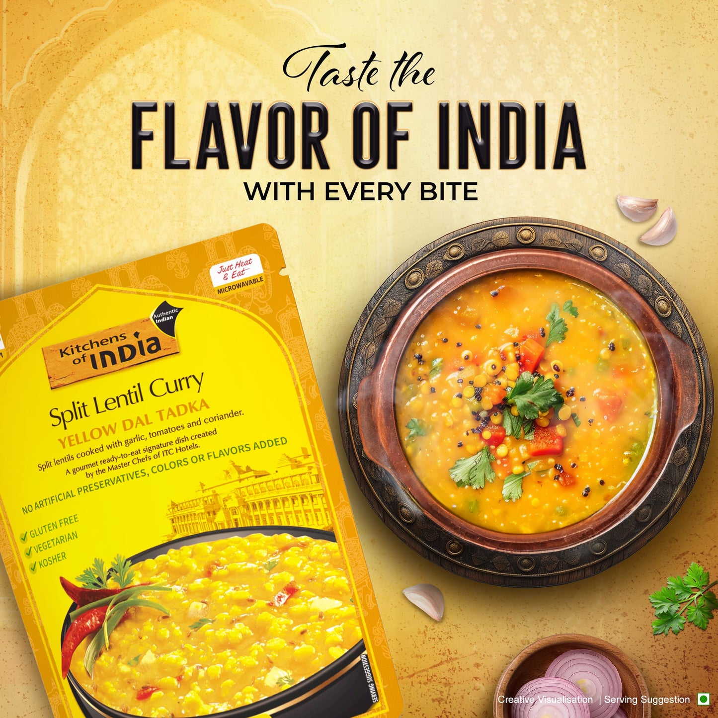 Kitchens Of India Ready To Eat Yellow Dal Tadka, Split Lentil Curry, 10-Ounce Boxes (Pack of 6)