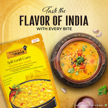 Kitchens Of India Ready To Eat Yellow Dal Tadka, Split Lentil Curry, 10-Ounce Boxes (Pack of 6)