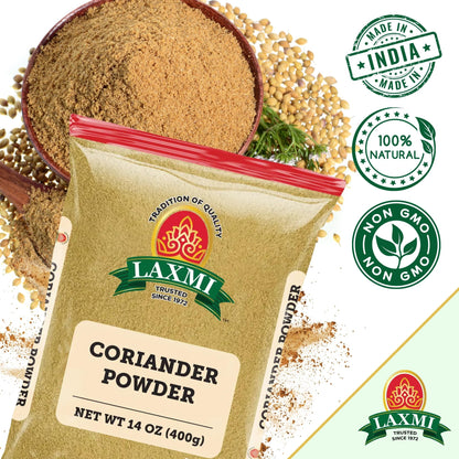 LAXMI Coriander Powder 14 Oz -Non-GMO - Free of Adulterations - Natural Ground Coriander - Premium Quality and High Value
