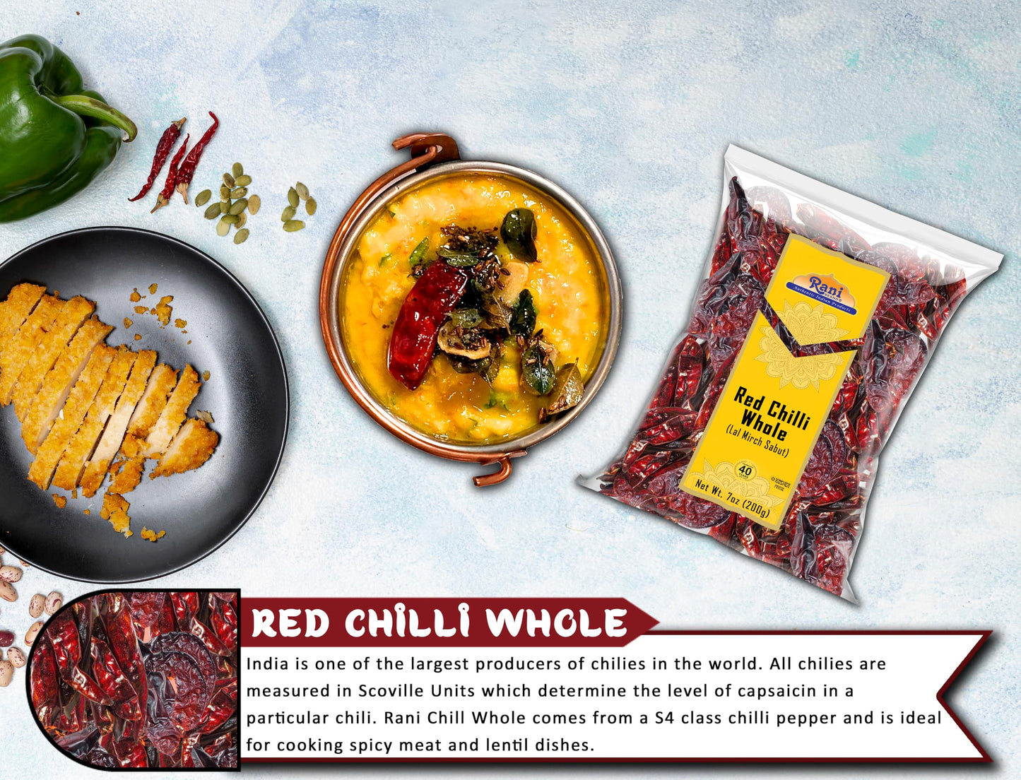 Rani Chilli Whole (Lal Mirch Sabut) 7oz (200g) ~ All Natural | Vegan | No Colors | Gluten Friendly | NON-GMO | Kosher