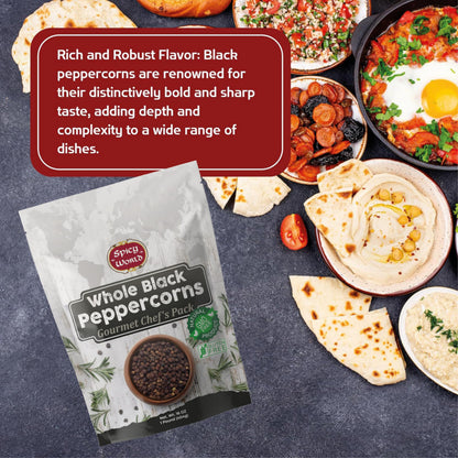 Spicy World Black Peppercorns Whole 16 Ounce - As Seen On Tik Tok - Non-GMO, Steam Sterilized Whole Peppercorns for Grinder Refill