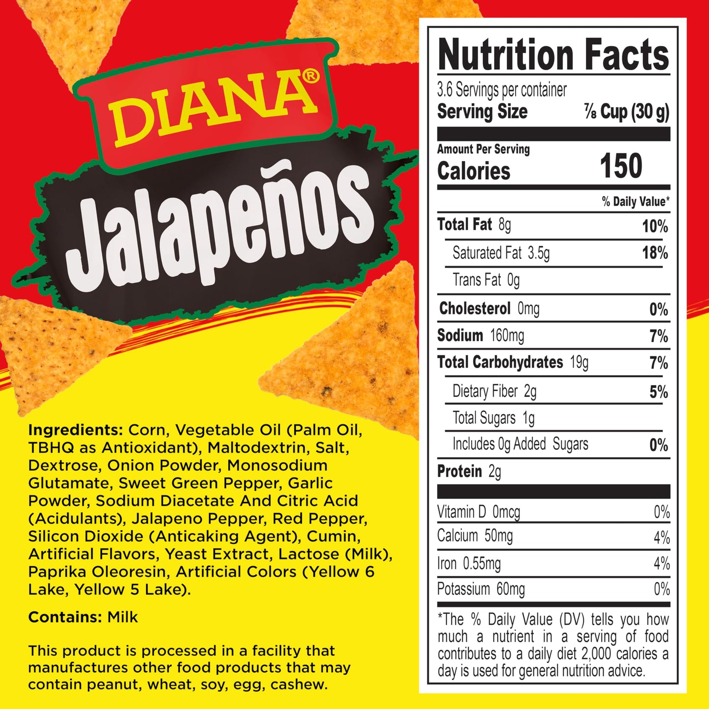 Diana Jalapeños Tortilla Chips, 3.84 Oz