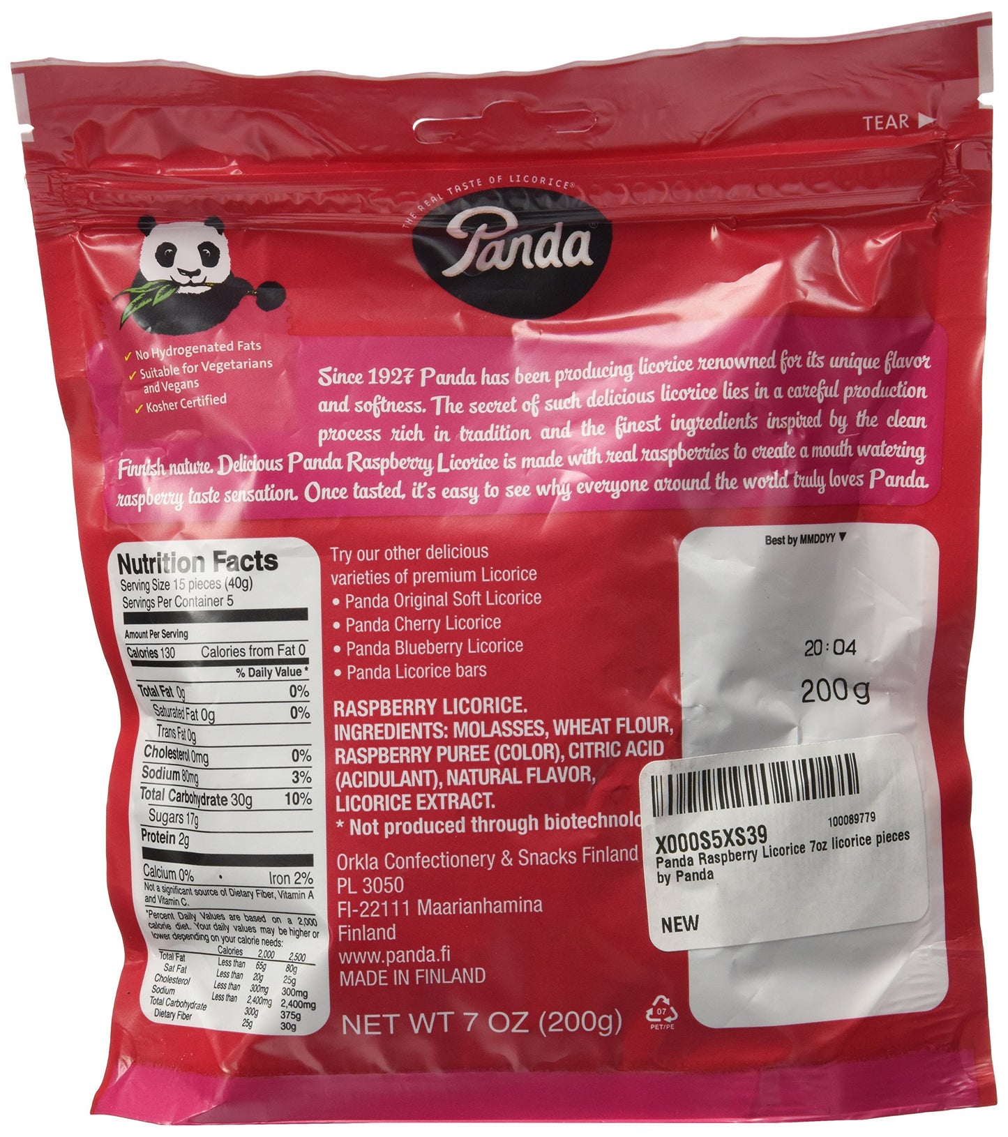 Panda All Natural Raspberry Licorice, 7 Oz.