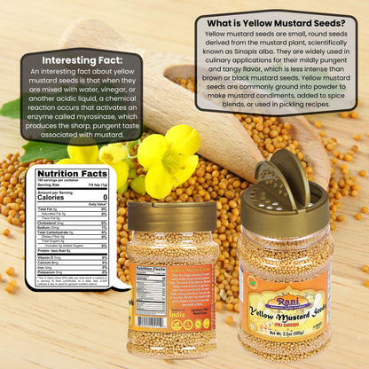 Rani Yellow Mustard Seeds Whole Spice 3.5oz (100g) Jar ~ Ideal for Pickling, Dressing and Making Ground Mustard for Cooking, All Natural | Vegan | Gluten Friendly | NON-GMO | Kosher | Indian Origin