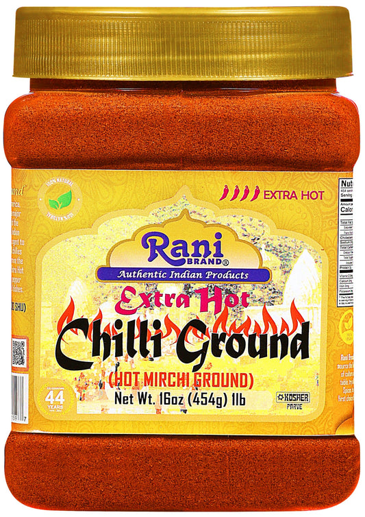 Rani Extra Hot Chilli Powder Indian Spice 16oz (1lb) 454g PET Jar ~ All Natural | Salt-Free | Vegan | No Colors | Gluten Friendly | NON-GMO | Kosher | Indian Origin