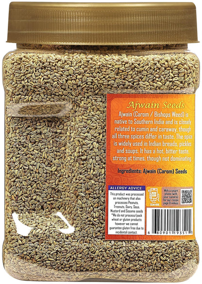 Rani Ajwain Seeds (Carom Bishops Weed) Spice Whole 16oz (1lb) 454g PET Jar ~ All Natural | Vegan | Gluten Friendly | NON-GMO | Kosher | Indian Origin