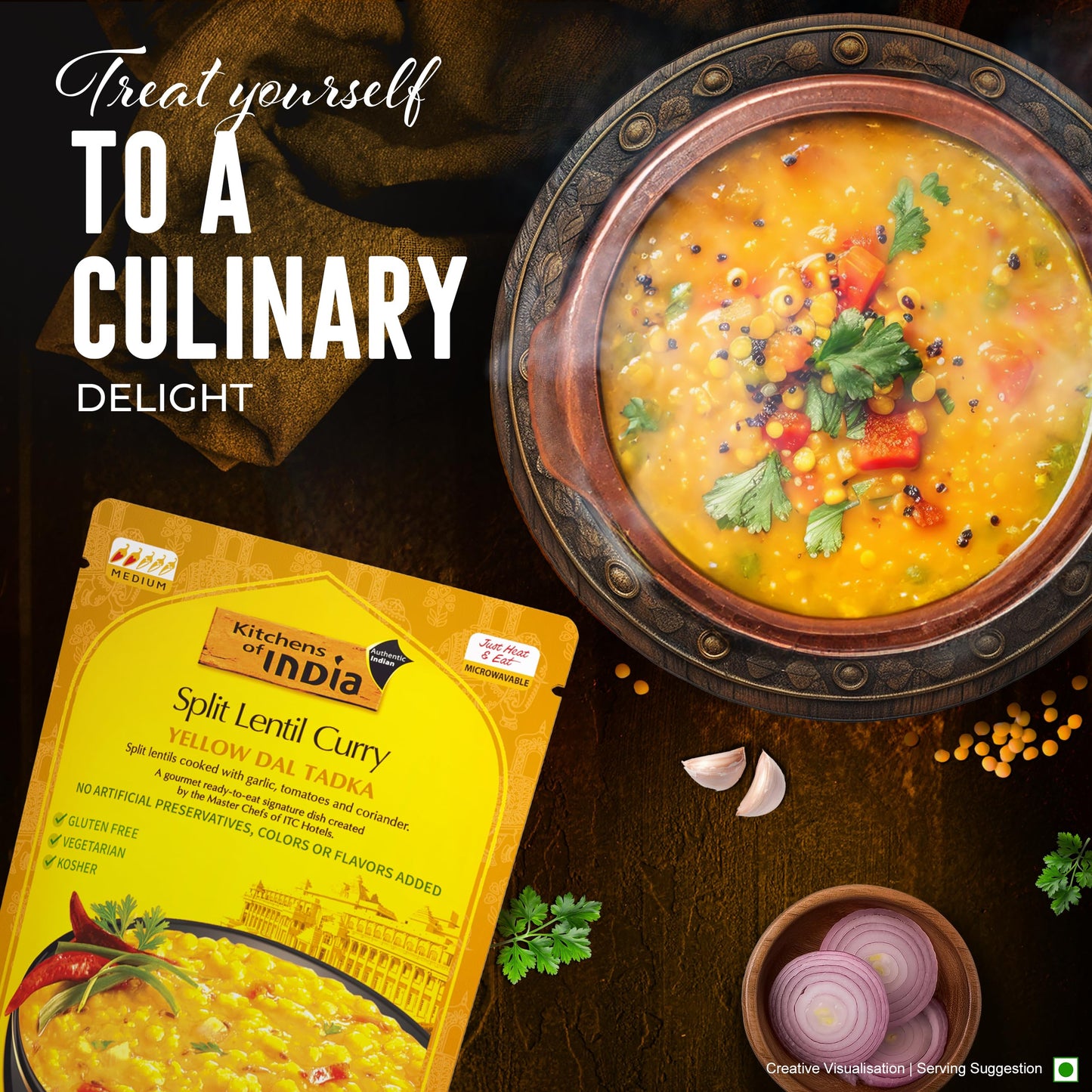 Kitchens Of India Ready To Eat Yellow Dal Tadka, Split Lentil Curry, 10-Ounce Boxes (Pack of 6)