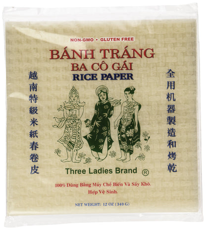 Three Ladies Spring Roll Rice Paper Wrappers (Square 22cm)