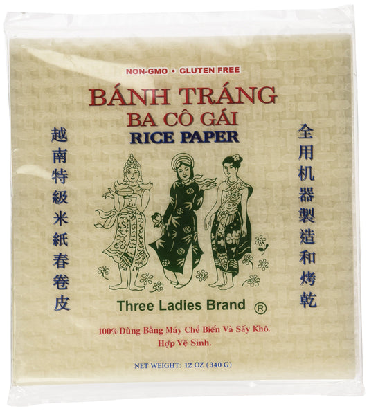 Three Ladies Spring Roll Rice Paper Wrappers (Square 22cm)