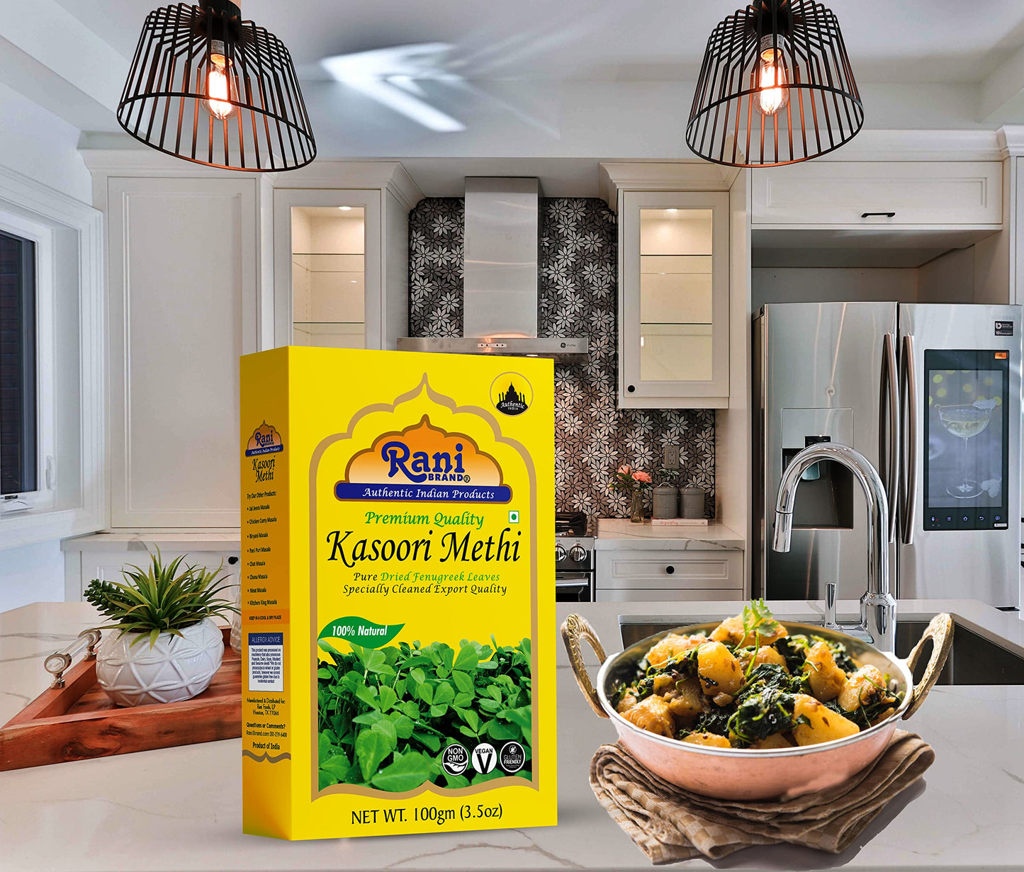 Rani Fenugreek Leaves Dried (Kasoori Methi) 3.5oz (100g) ~ All Natural | Vegan | Gluten Friendly | NON-GMO | Kosher | Indian Origin