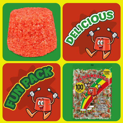 Tamborines Enchilados – Mexican Hot Candy with Chili and Tamarind, 100 Individually Wrapped Pieces, 15.85 oz Bulk Pack