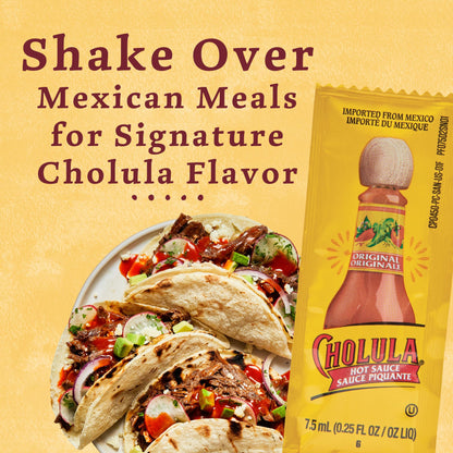 Cholula Original Hot Sauce Packets, 200 count - One 200 Count Individual Hot Sauce Packets with Mexican Peppers and Signature Spice Blend, Perfect Single-Serve Size for Delivery and Takeout