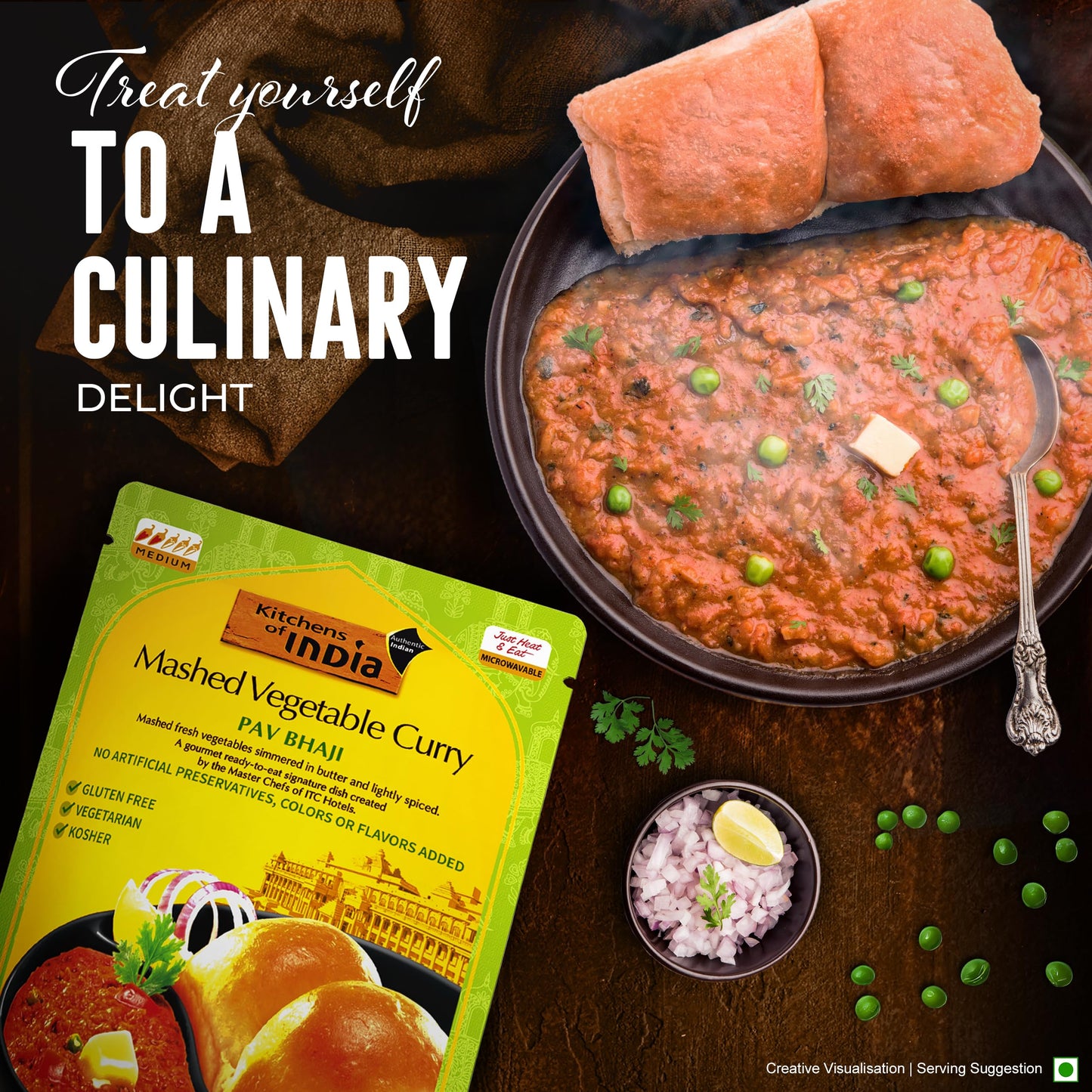 Kitchens Of India Ready To Eat Pav Bhaji, Mashed Vegtable Curry, 10-Ounce Boxes (Pack of 6)