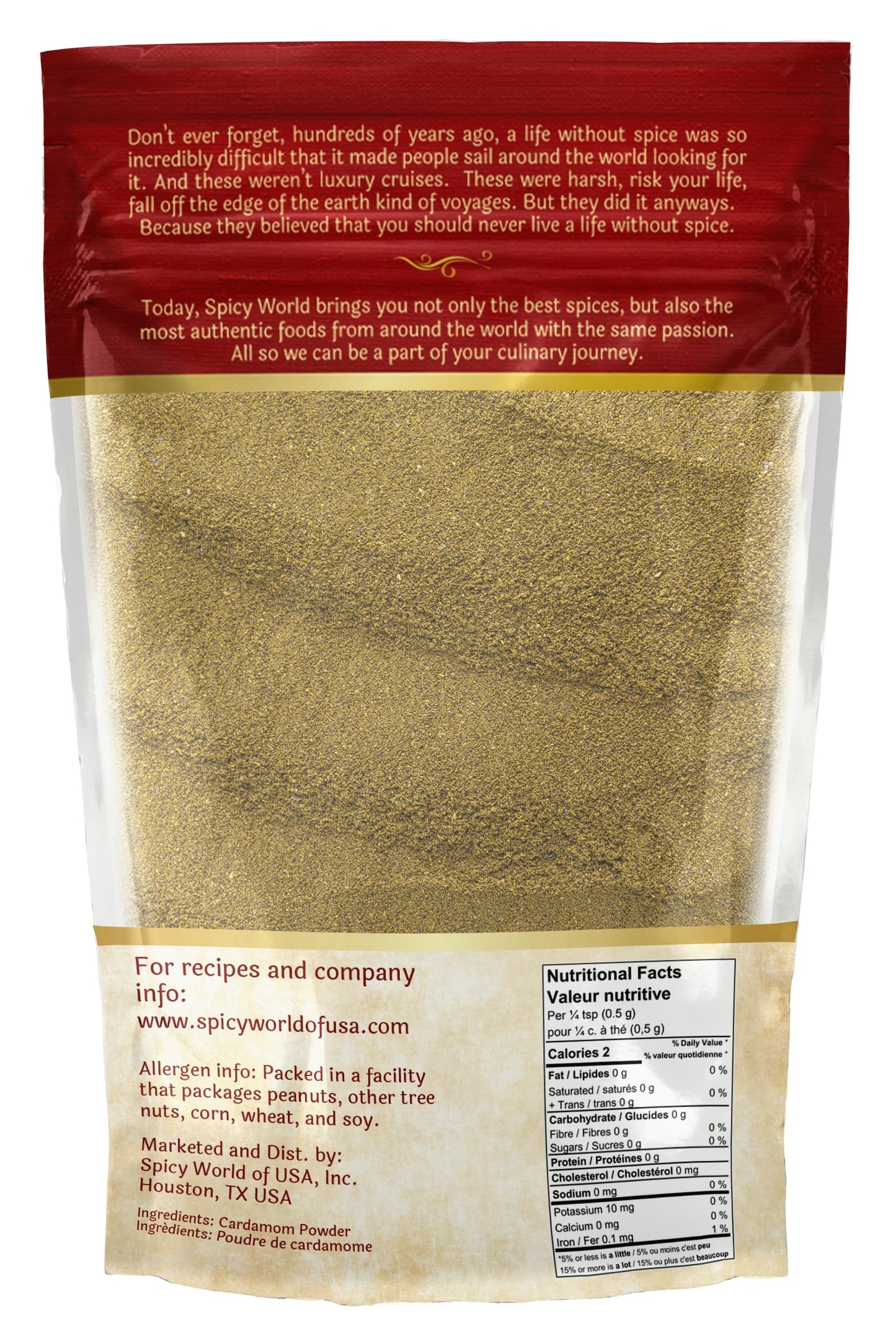 Spicy World Ground Cardamom Powder (Cardamon) 3.5 Ounce Bag