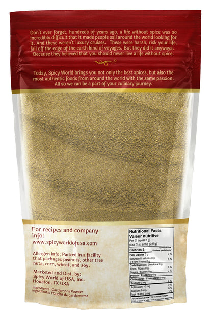 Spicy World Ground Cardamom Powder (Cardamon) 3.5 Ounce Bag