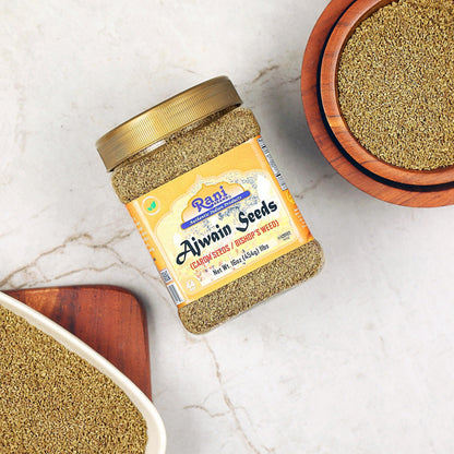 Rani Ajwain Seeds (Carom Bishops Weed) Spice Whole 16oz (1lb) 454g PET Jar ~ All Natural | Vegan | Gluten Friendly | NON-GMO | Kosher | Indian Origin